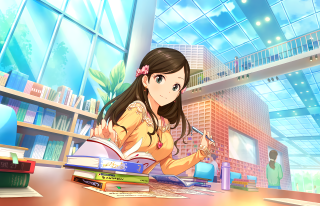 Girl sitting desk book pen - a girl sitting free wallpaper