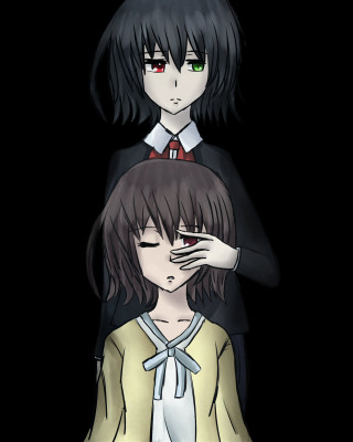 Anime couple green eyes black - green eye free wallpaper