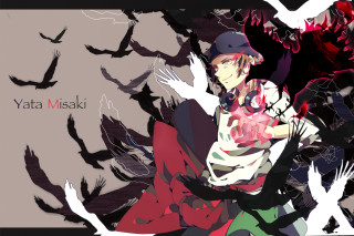Man hat red dress birds - lineart free wallpaper