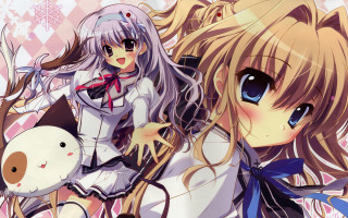 Anime girls long hair cat 7 - stuffed free wallpaper