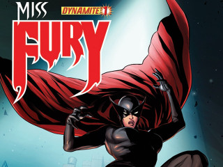 Woman black costume flying red - a red cape free wallpaper