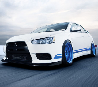White car blue rims cloudy - cloudy free wallpaper