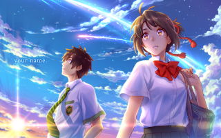 Couple people standing cloudy sky 2 - behind them free wallpaper