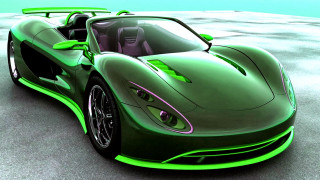 Green sports car black top - a green sports car free wallpaper