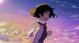 Woman purple sky clouds sun - neoromanticism free wallpaper