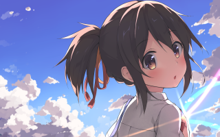 Girl ponytail cloudy sky rainbow - a cloudy sky free wallpaper