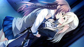 Anime characters hugging clock tower - a clock tower in the background free wallpaper