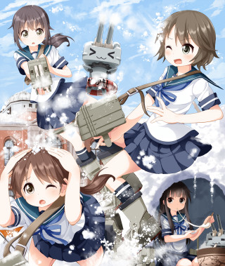 Anime girls group guns hands - autodestructive art free wallpaper