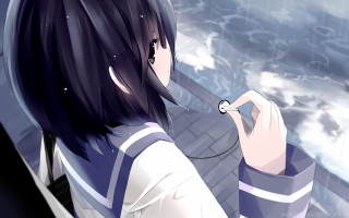 Girl long hair looking hand - a cell phone free wallpaper