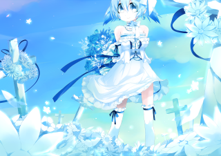 Anime girl white dress blue 2 - a blue ribbon free wallpaper
