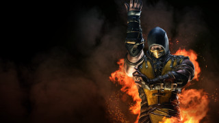 Man yellow black flames arms - unreal engine 5 free wallpaper