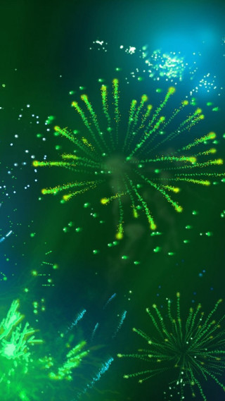 Green blue fireworks display black - free new year wallpaper