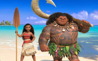 Cartoon girl beach giant animal 2 - a spear free wallpaper