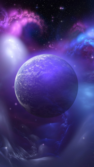 Purple blue planet sky stars - the planet free wallpaper