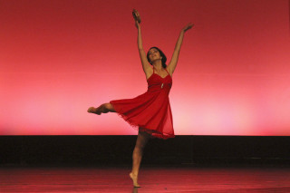 Woman red dress dancing stage - daphne mcclure free wallpaper