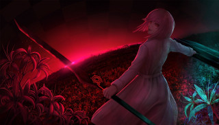 Girl white dress sword flower - a white dress holding free wallpaper