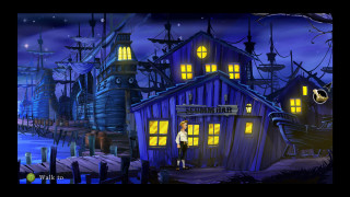 Man standing house boat nighttime - a painting of a man free wallpaper