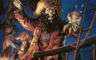 Pirate with monkey on chest - his shoulder free wallpaper