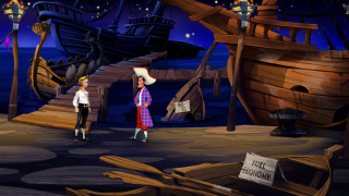 Pirate girl dock pirate ship - moon free wallpaper