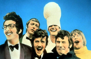 Tuxedo men mouths open wide - a white hat free wallpaper