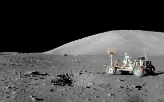Moon vehicle satellite dish landscape - a vehicle free wallpaper