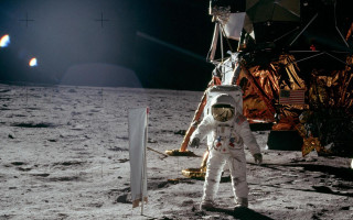 Astronaut moon flag pole flag 2 - the moon next free wallpaper