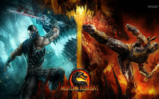 Man woman fighting video game - poster art free wallpaper for desktop