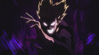 Demonic man glowing eyes purple - his hands in free wallpaper
