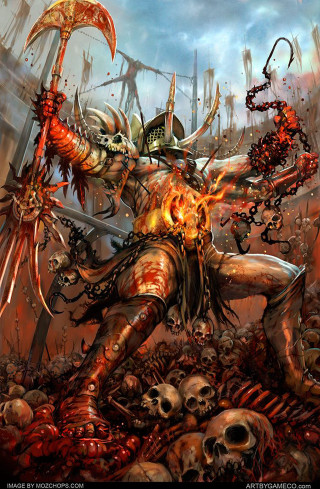 Demonic demon attacking sword skull - demonic free wallpaper