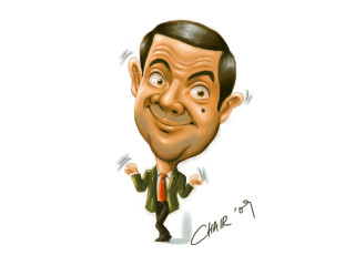 Caricature man suit tie wide - his eye wide open free wallpaper