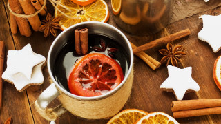 Tea orange slices cinnamon cookies - warm color free wallpaper