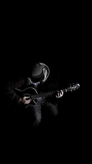 Man hat guitar dark black - an album cover free wallpaper