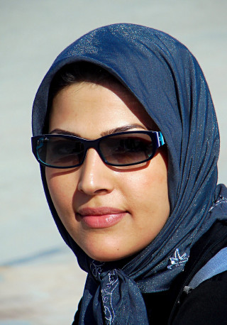 Woman blue scarf sunglasses serious - woman free wallpaper