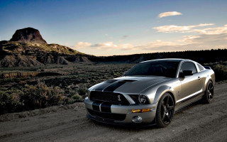 Silver mustang dirt road desert - a dirt road in the desert free wallpaper