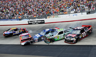 Cars racing track crowd stadium - huge scene free wallpaper