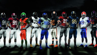 Football players uniforms helmets dark - a group of football players free wallpaper