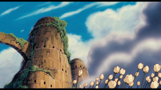 Castle flowers sky painting artwork - a painting of a castle free wallpaper