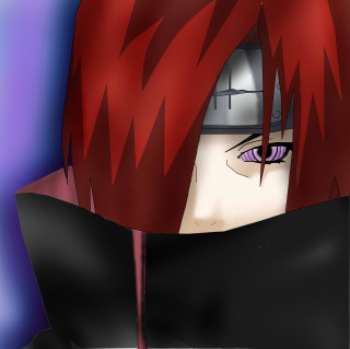 Anime red hair purple eyes 2 - his face free wallpaper
