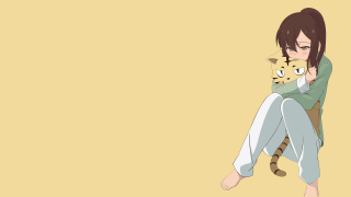 Woman holding cat sitting chair - her lap and a cat free wallpaper