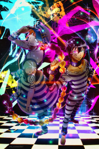Dancing striped outfits checkered floor - the background of the image free wallpaper