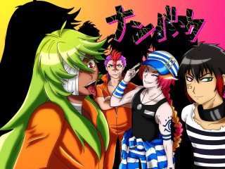 Anime characters group colorful background 4 - japanese character free wallpaper