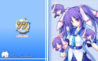 Anime purple hair blue background - a anime character free wallpaper