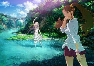 Girl white dress river bridge - a bridge in the background free wallpaper