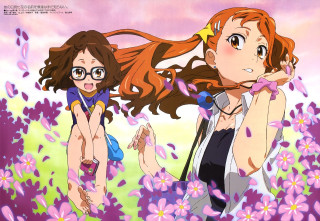 Two girls flower field microphone - a field of flowers free wallpaper