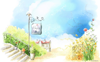 Street light house hill flowers - a hill free wallpaper