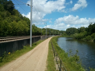 Dirt road river train track - power free wallpaper