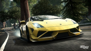 Yellow sports car forest road 4 - a road next free wallpaper