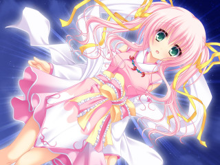 Pink dress girl anime moon - a pink dress free wallpaper