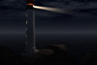 Lighthouse rock ocean night light - a lighthouse free wallpaper