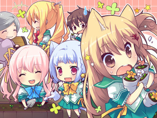 Anime girls pink wall clovers 2 - a pink wall free wallpaper
